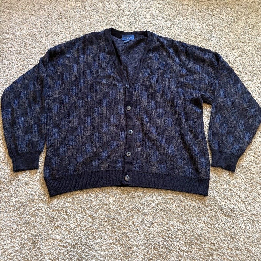 Vintage 90s Town craft Geometric Cardigan Sweater Men's 2XL